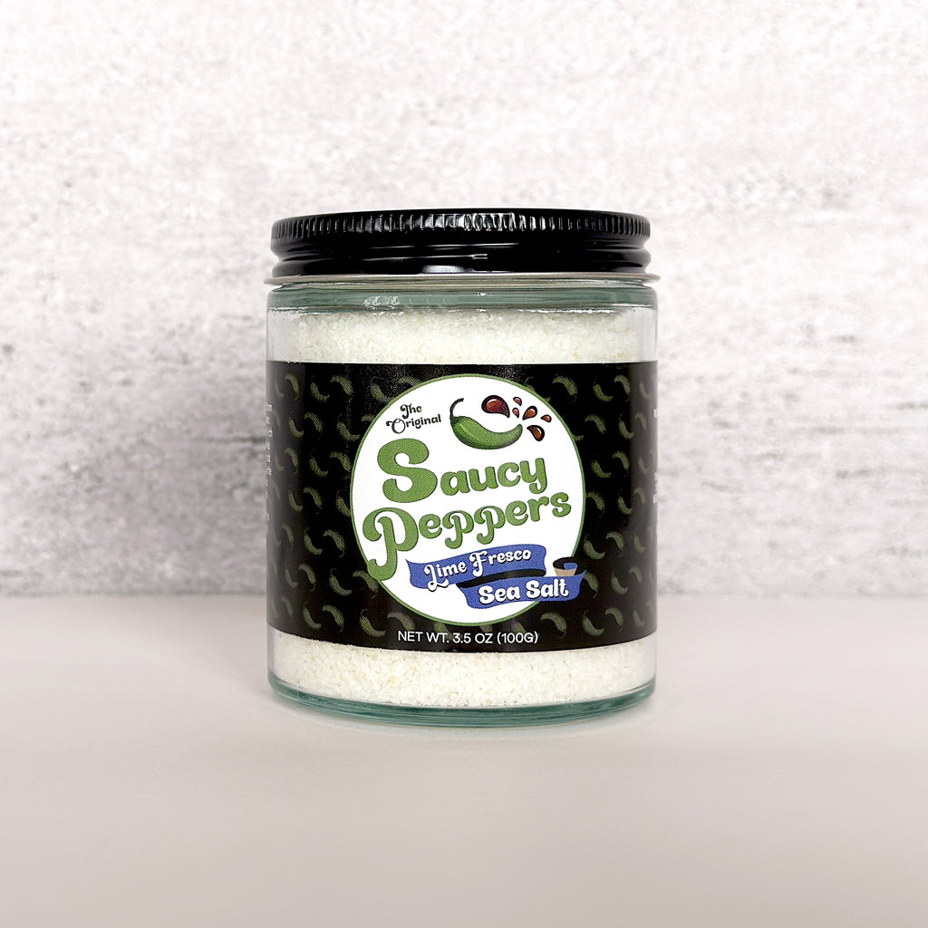 Lime infused sea salt 3.5oz jar by Saucy Peppers