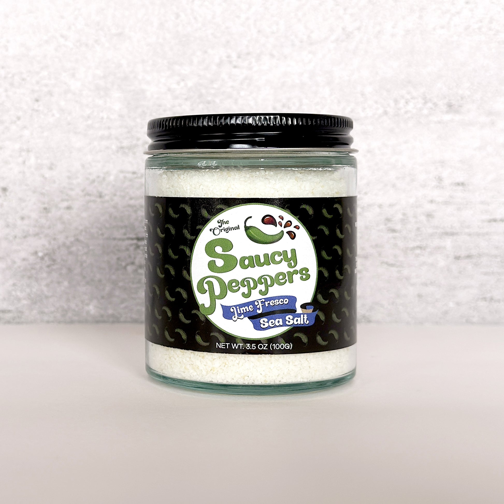 Lime infused sea salt 3.5oz jar by Saucy Peppers
