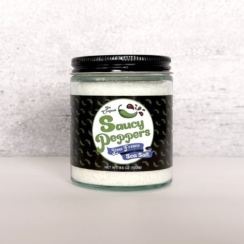 Lime infused sea salt 3.5oz jar by Saucy Peppers