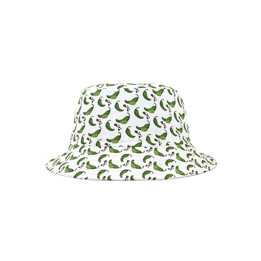 Jalapeno pepper print bucket hat - white with green peppers