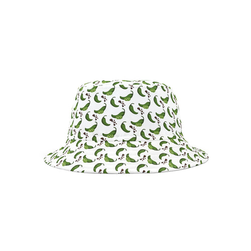 Jalapeno pepper print bucket hat - white with green peppers