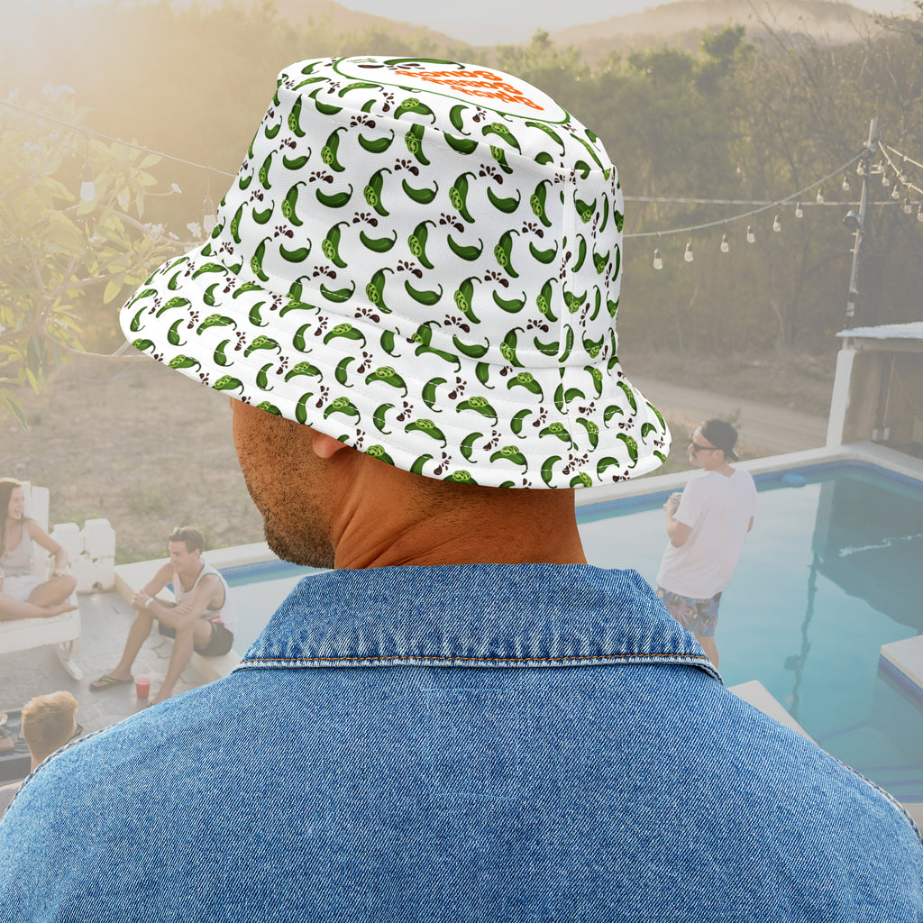 Saucy Peppers Spicy. Sassy. Saucy. Jalapeño Bucket Hat – All-Over Pepper Print