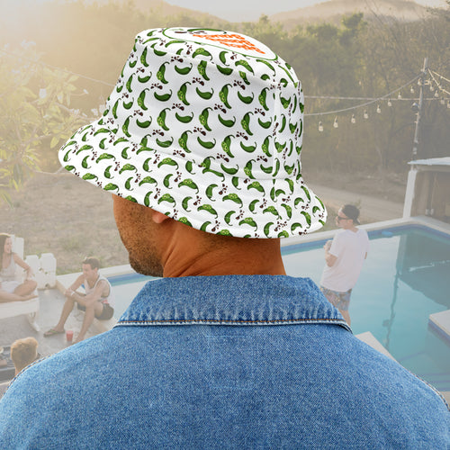 Saucy Peppers Spicy. Sassy. Saucy. Jalapeño Bucket Hat – All-Over Pepper Print